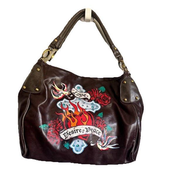 NWT Gothic Purse Punk Steampunk Purse Shoulder Bag Graphics Lg Tote Biker Rocker - Picture 1 of 13